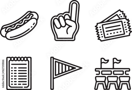 Hot Dog, Foam Finger, Tickets, Scorecard, Pennant, Ballpark Seats