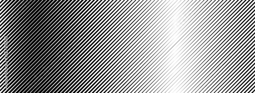 Halftone oblique line gradient texture. Black diagonal stripe gradation background. Repeated slanted strokes pattern backdrop. Vibrating parallel lines wallpaper. Vanish tilt moire overlay. Vector
