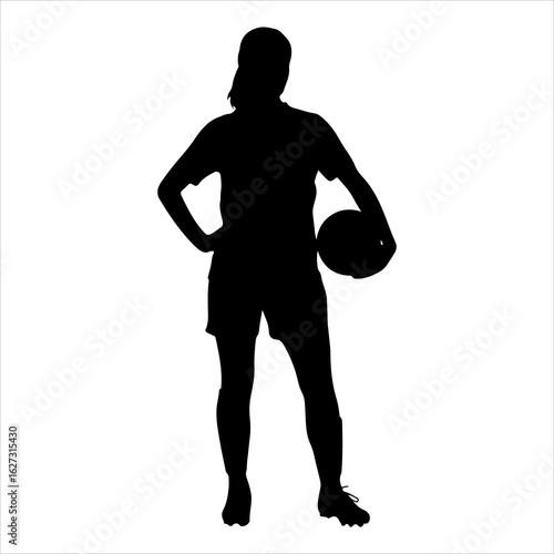 Female soccer player black silhouette