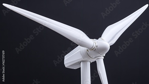 Close-up of white wind turbine blades against dark background