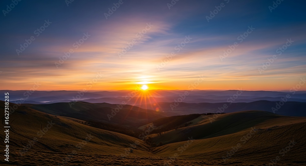 Naklejka premium Mountain Range at Sunset