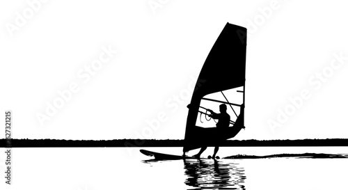 dynamic silhouette of a windsurfer on calm waters, isolated on transparent background: a powerful vector graphic for sports and recreation designs