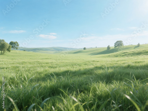green field and blue sky