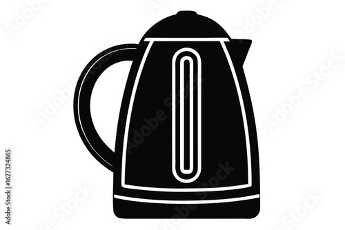 Simple Black and White Electric Kettle with Water Level Window Illustration