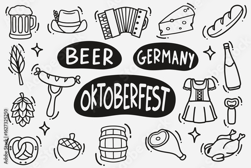set of oktoberfest doodle good for background, wallpaper, element design, icon, etc