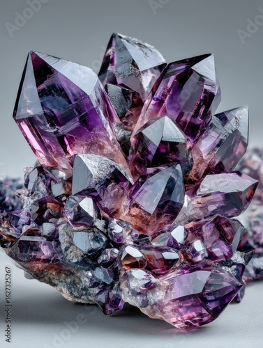 Cluster of vibrant amethyst crystals