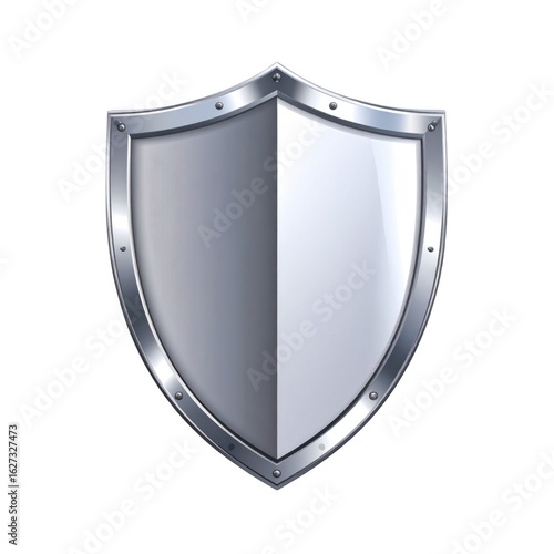  a silver metal shield isolated on white and transparent background.