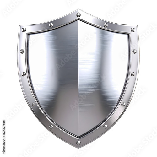 a silver metal shield isolated on white and transparent background