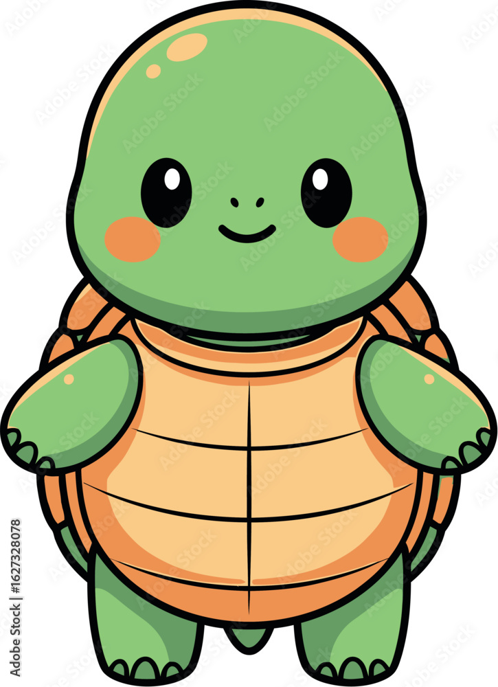 Obraz premium Adorable kawaii baby turtle character with big eyes and cute cheeks