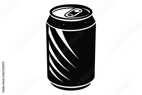 Stylized Black and White of an Aluminum Beverage Can with Abstract Design