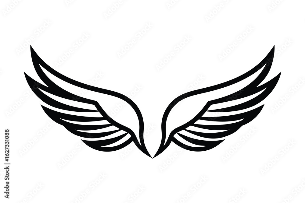 Fototapeta premium Symmetrical Black and White Wings Design Element Illustration Logo Style Art