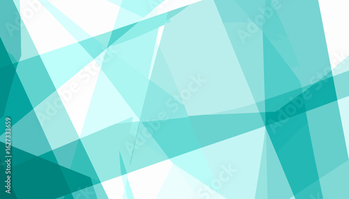 Modern abstract background with overlapping translucent geometric shapes in shades of teal and aqua.