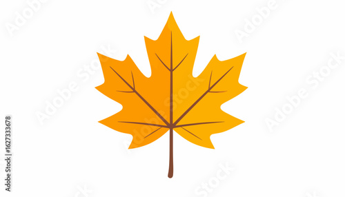 A single, stylized autumn maple leaf in shades of golden yellow and orange.