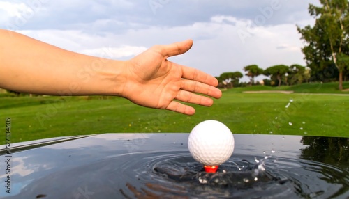 Golf ball dropped into water