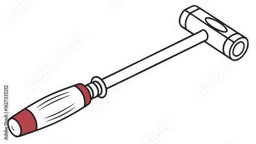 Medical Reflex Hammer Icon: Essential Neurological Diagnostic Tool Outline Illustration for Healthcare and Science
