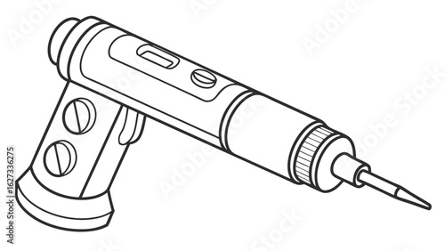 Modern Electric Soldering Iron Tool Line Art Illustration for Electronics and DIY Projects