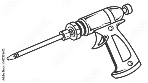 Professional Polyurethane Spray Foam Gun Line Art Illustration for Construction and Home Improvement Projects