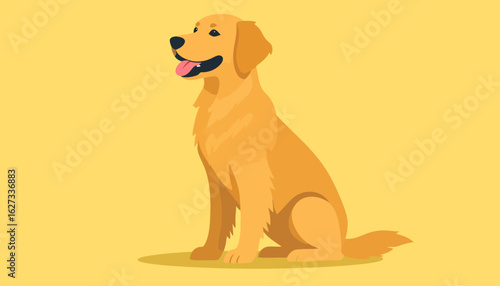 A friendly Golden Retriever dog sitting patiently, illustrated in a clean, flat vector style with a happy expression.