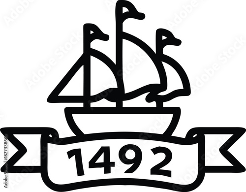 Vintage three mast sailing ship nautical banner design