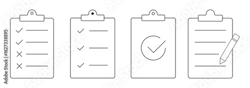 clipboard icon. clipboard line icon vector. set vector, Checklist document icon vector illustration for task management and project planning concept design eps 10