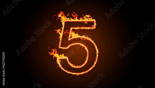 Burning number five graphic