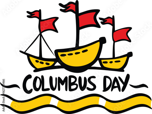 Stylized flat illustration for columbus day celebration