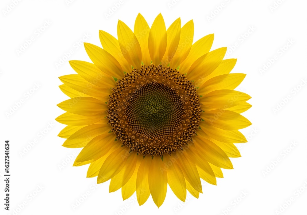 Fototapeta premium Vibrant Sunflower Blossom Isolated on White Background