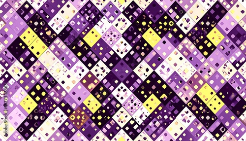Abstract geometric pattern of squares and diamonds in vibrant colors