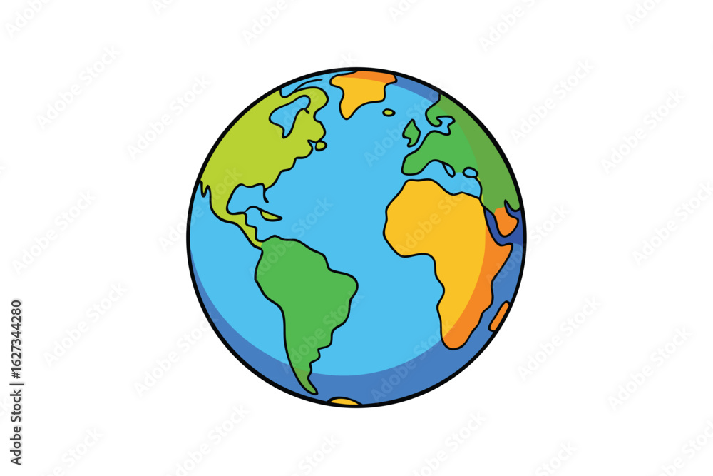 Naklejka premium Colorful continents globe icon on white background