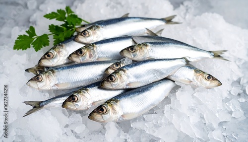 Fresh sardines on ice