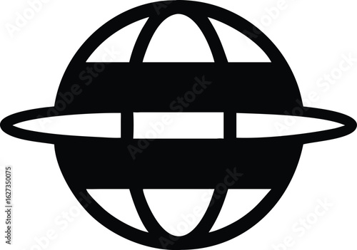 Flat earth globe icon with latitude and longitude lines