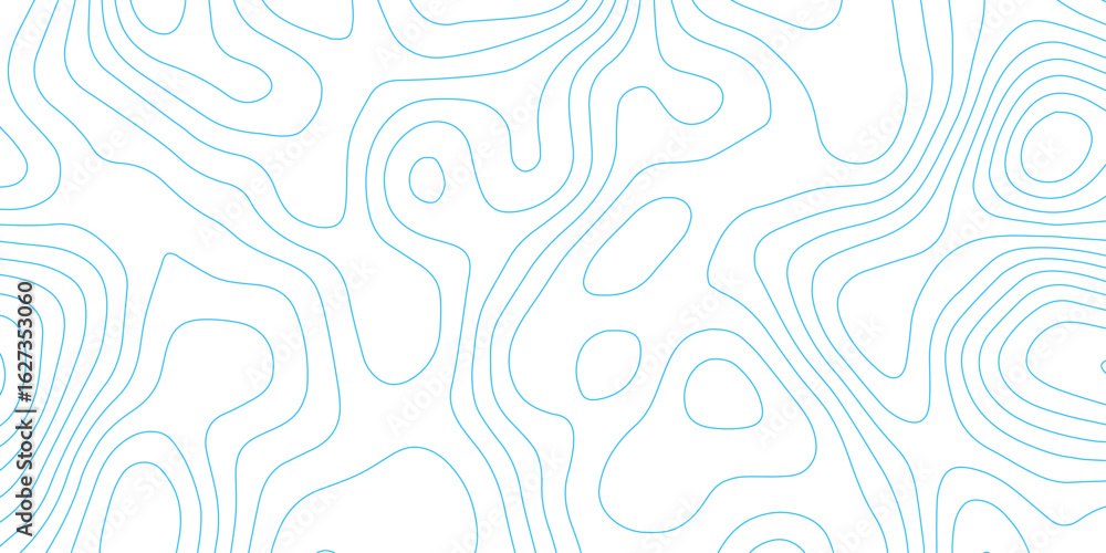 Fototapeta premium Topographic elevation line pattern in seamless abstract blue vector style.