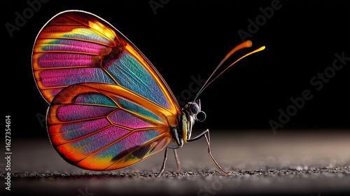 Rainbow butterfly, macro photography, surrealist nature