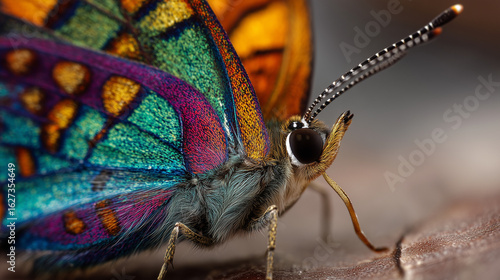 Rainbow butterfly, macro photography, surrealist nature
