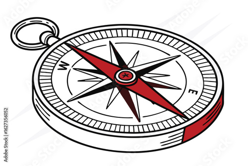 Hand drawn compass sketch with north arrow