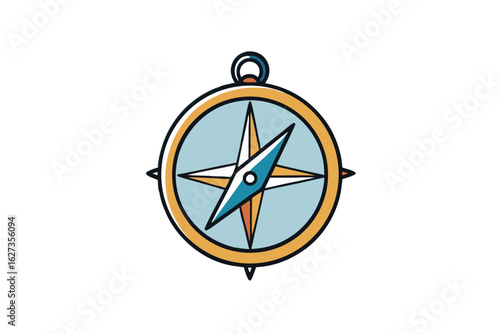 Hand drawn compass sketch with north arrow and nautical elements
