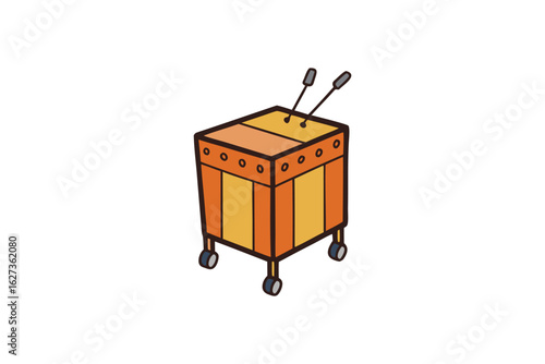 Musical cajon silhouette on white background
