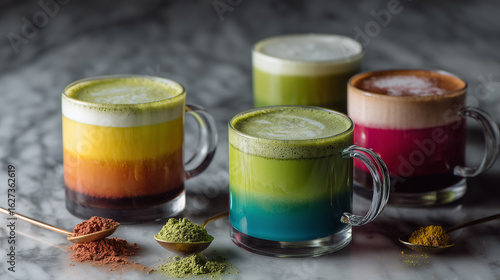 Rainbow matcha, fun drinks, creative barista beverages