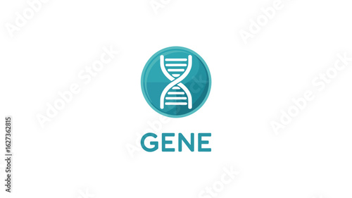 A dna helix icon enclosed in a teal circle with the word gene written below on a white background