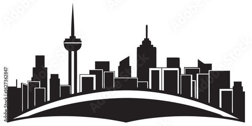 Modern toronto city skyline silhouette for urban design and travel concepts