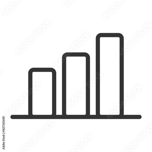 Minimal bar chart icon for business data visualization and statistical reporting
