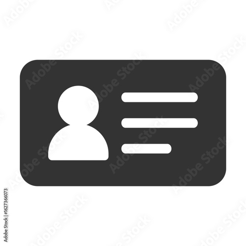Flat icon of ID card or profile card showing personal user information
