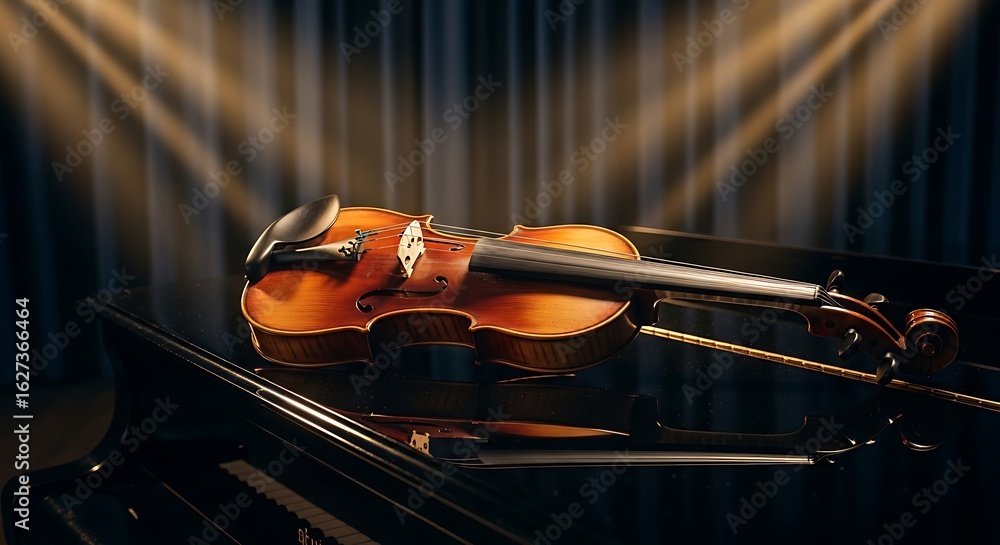 Fototapeta premium Violin on Piano