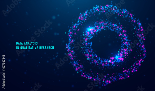 Data analysis in qualitative research. Big data code representation. Futuristic network or business analytics. Graphic concept for your design