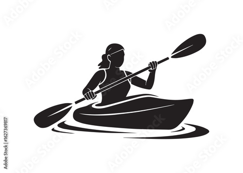 A Woman kayaking vector illustration design