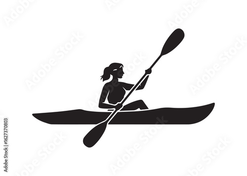 A Woman kayaking vector illustration design