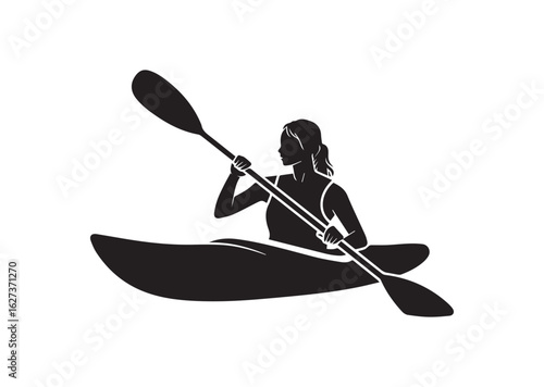 A Woman kayaking vector illustration design