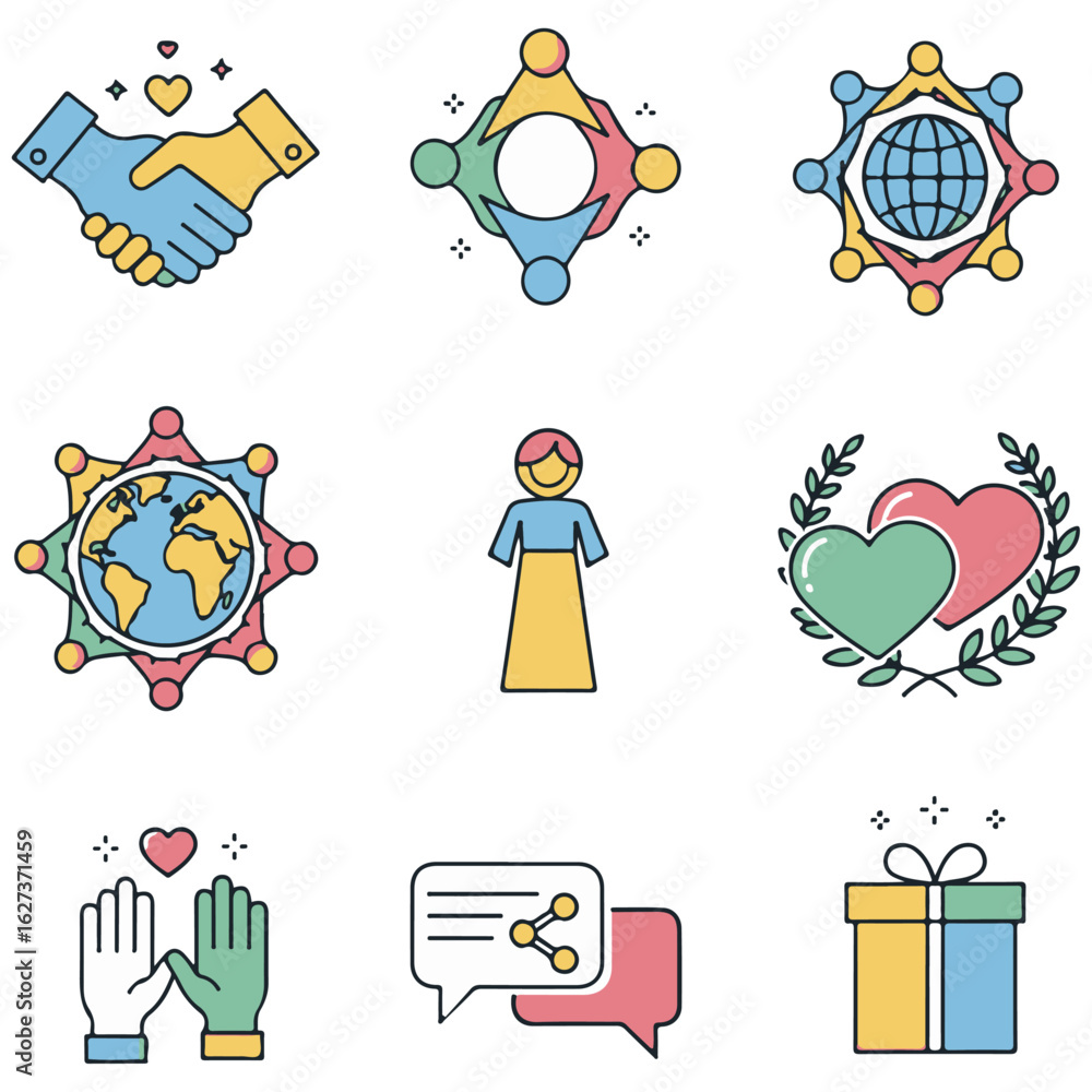 Fototapeta premium Vector Icons for International Friendship Day – Editable & Scalable