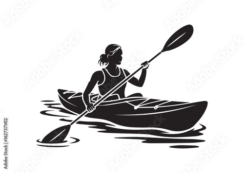 A Woman kayaking vector illustration design