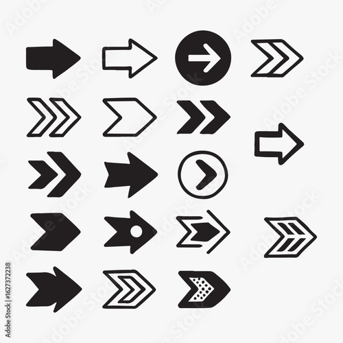 Free Download Collection of Hand Drawn Arrows in Vector Format for UI Design and Web Development Projects with Various Directional Shapes - GFXLoad